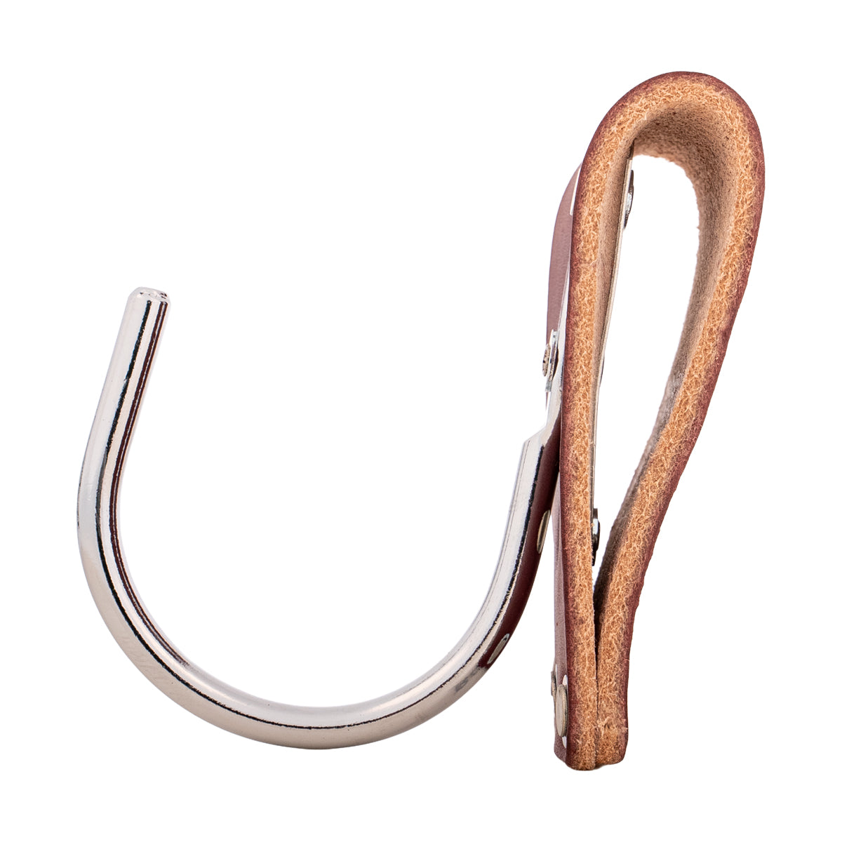 Metal hook for Concrete Tool Belt with Leather Tunnel Loop - side view
