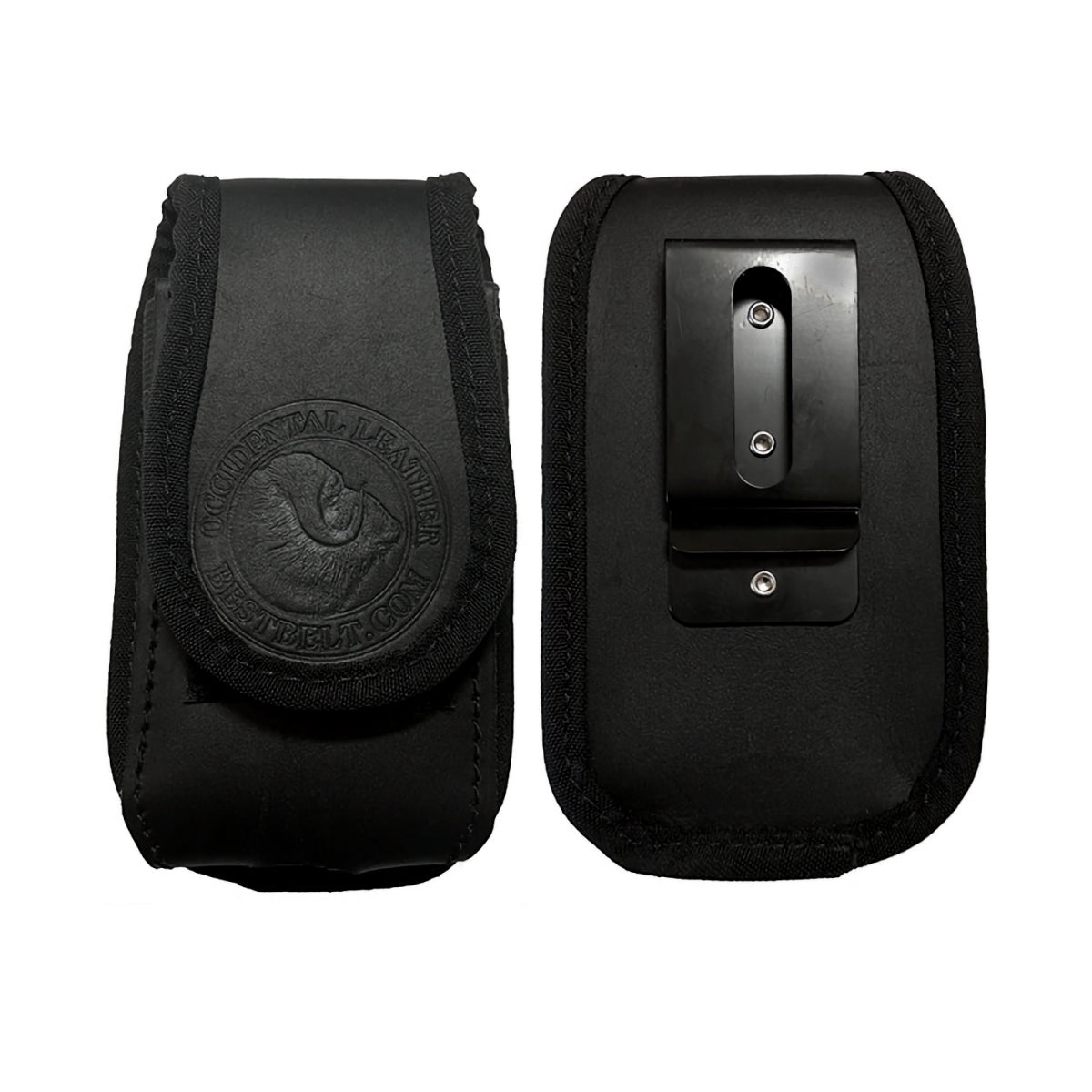Clip-on, Expandable Phone Holster, back and front view