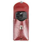 Belt-Worn XXL Leather Phone Holster, red, open with phone made in the USA by Occidental Leather