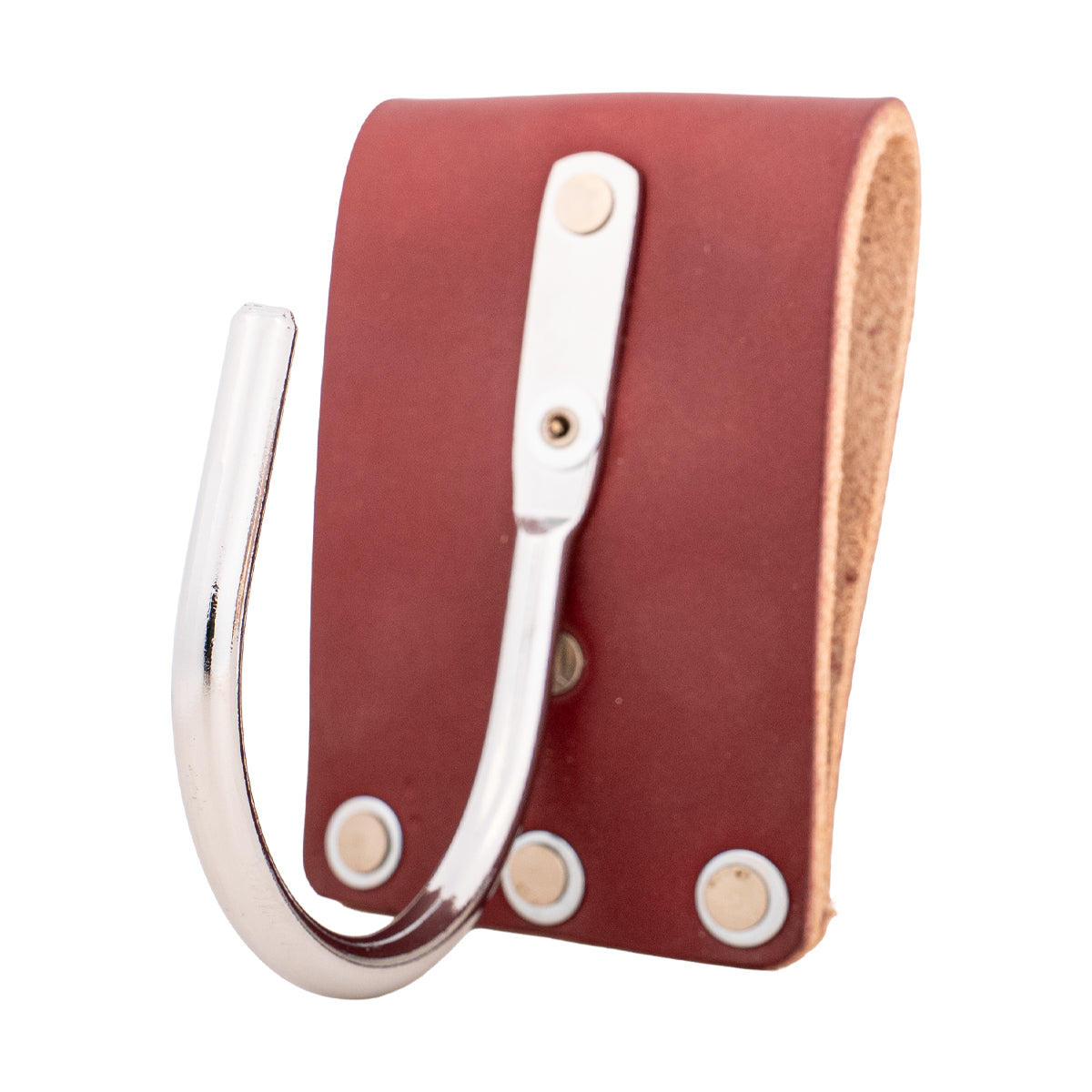 Metal hook for Concrete Tool Belt with Leather Tunnel Loop.