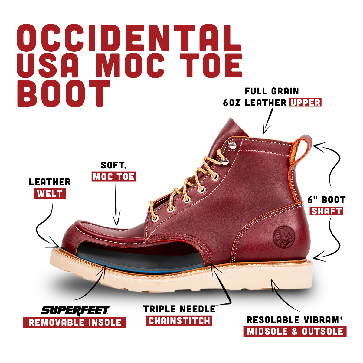 Occidental USA Moc Toe Boot