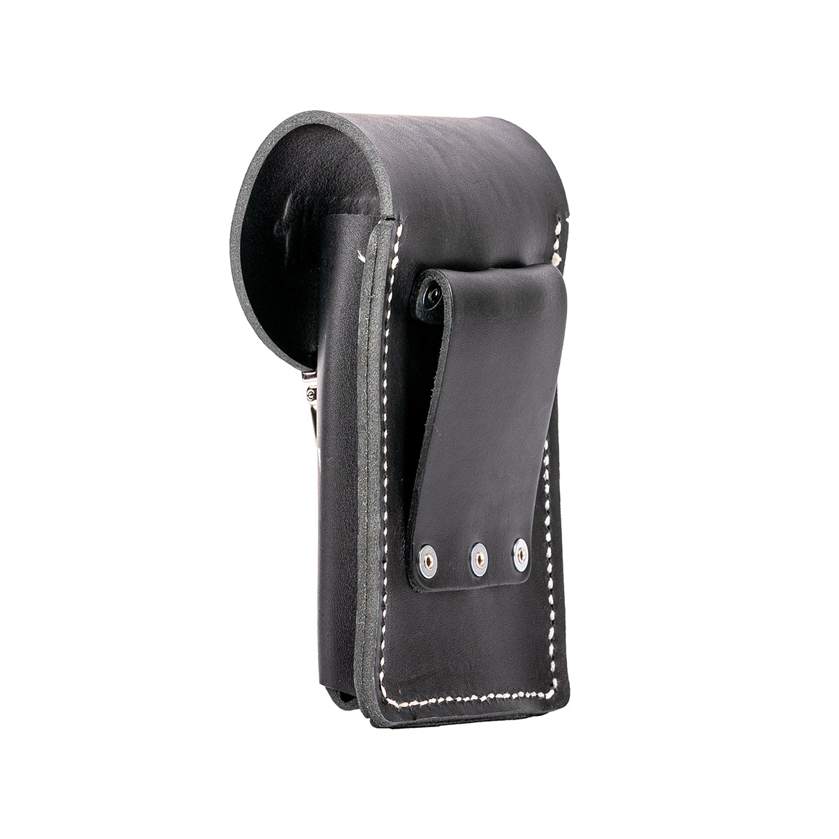 Belt-Worn XXL Leather Phone Holster, black, side view, made in the USA by Occidental Leather