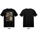 Black t-shirt with graphic design on the front and plain back, featuring 'Occidental Leather' branding.