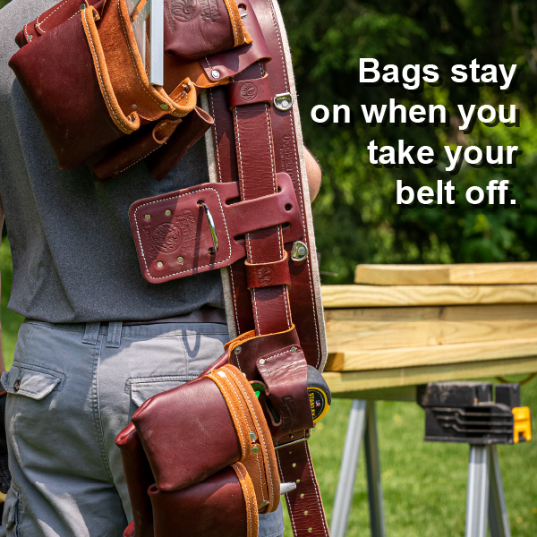 Bags stay on when you take your belt off.