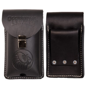 Belt Worn XL Leather Phone Holster - Black