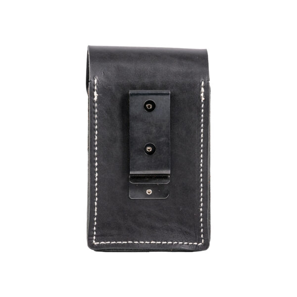 Clip-On XXL Leather Phone Holster, black, back view, made in the USA by Occidental Leather